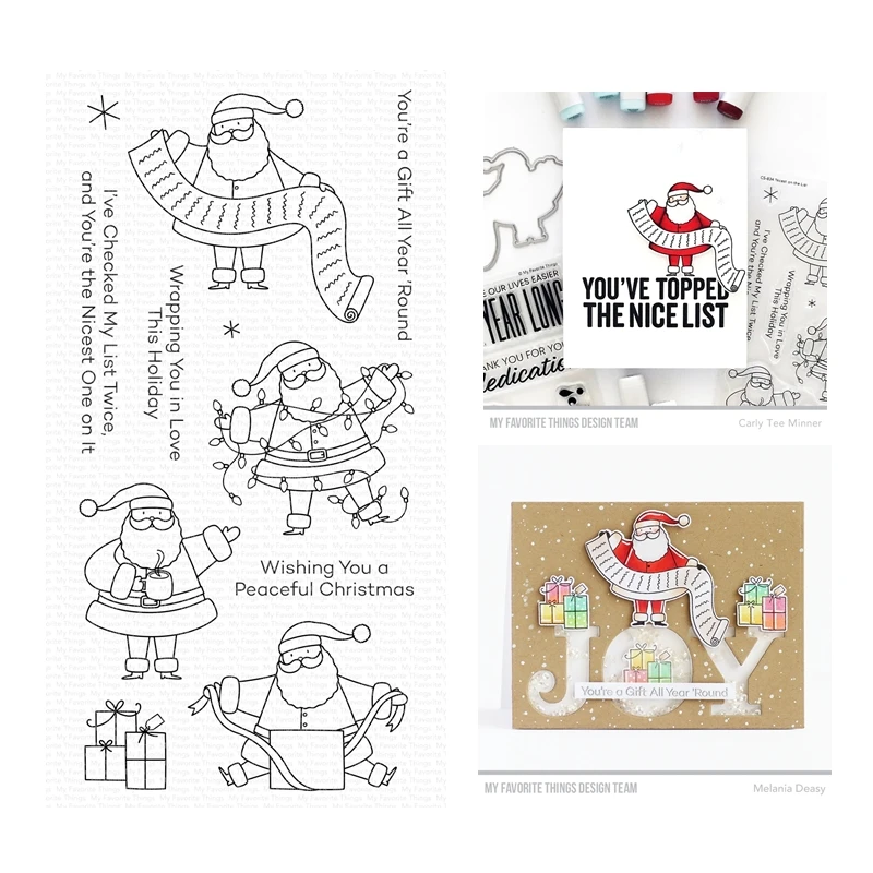 

2023 New Christmas Santa Claus Nicest on the List Clear Stamps Cutting Dies Scrapbooking for Paper Making Frame Card