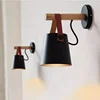 LED Bedside Wall Lamp Nordic Wood Leather Belt Hanging Sconces for Bedroom Study Living Room Modern Home Indoor Decorative Light 4