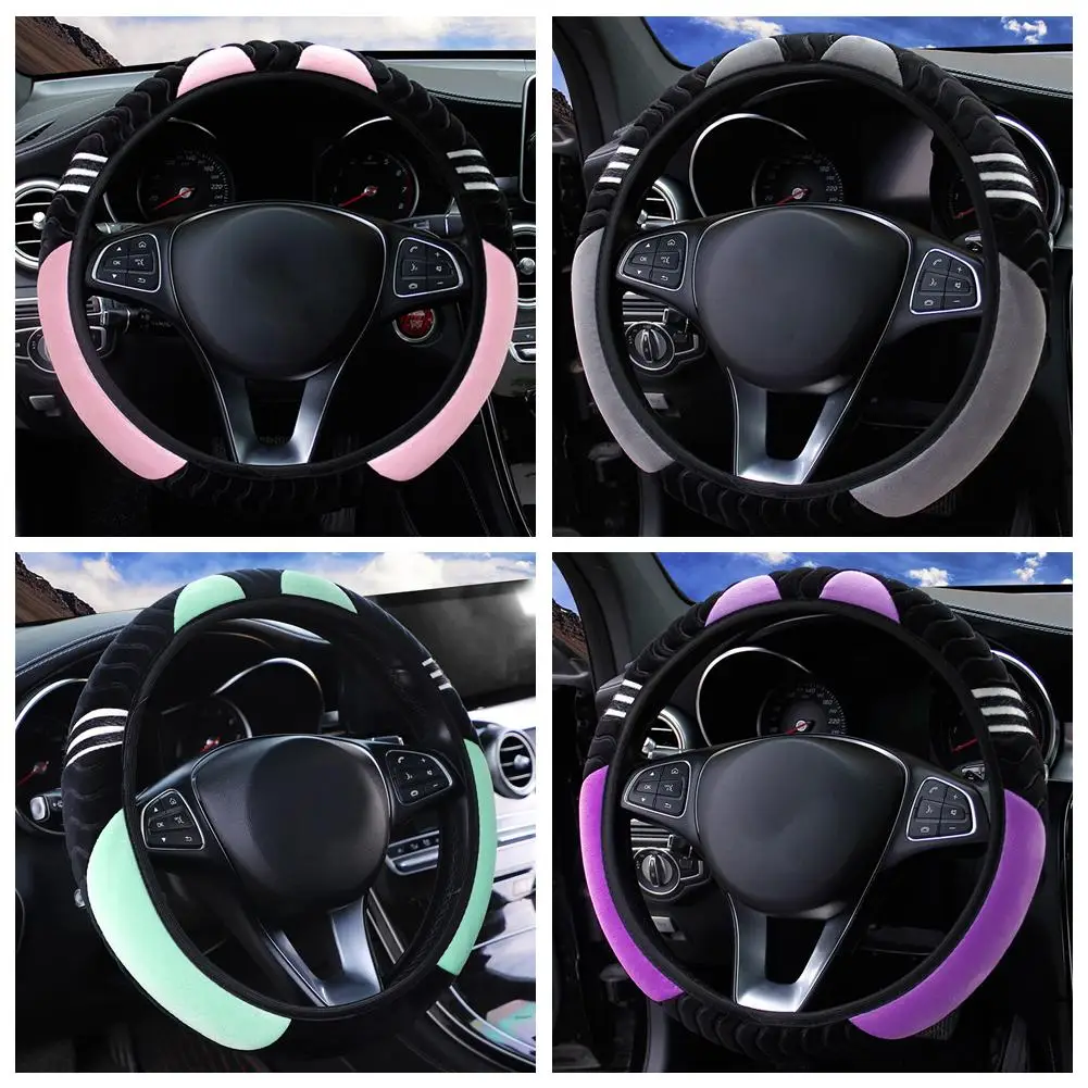 

Car Steering Wheel Cover Cute Steering Wheel Elastic Covers for Men Women Little Styling Decor Winter Plush Warm Cover R3X2