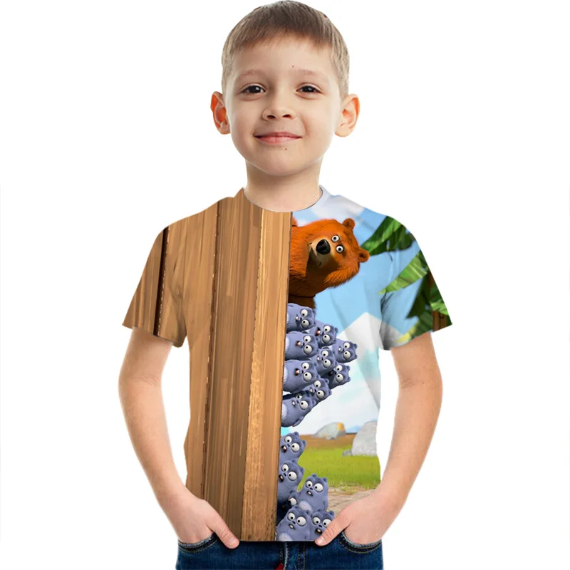 t shirt boy or girl	 Summer Baby Boys Funny Clothes Sunlight Grizzy Bear 3D Print Top Baby Boys Girl Teen Christmas Lemmings Tshirt Camisetas Tops t-shirt kid dress	