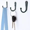 10pc Mini Bronze Wall Mounted Single Coat Hanger Hook Rustic Robe Hook Black Metal Towel Hook Vintage Hanger for Hat Key Closet 2