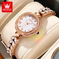 OLEVS 9971 Women's Watches Elegant Fashion Original Wristwatch Waterproof  Fish Bone Strap Luminous Hand Diamond Bezel Reloj 1