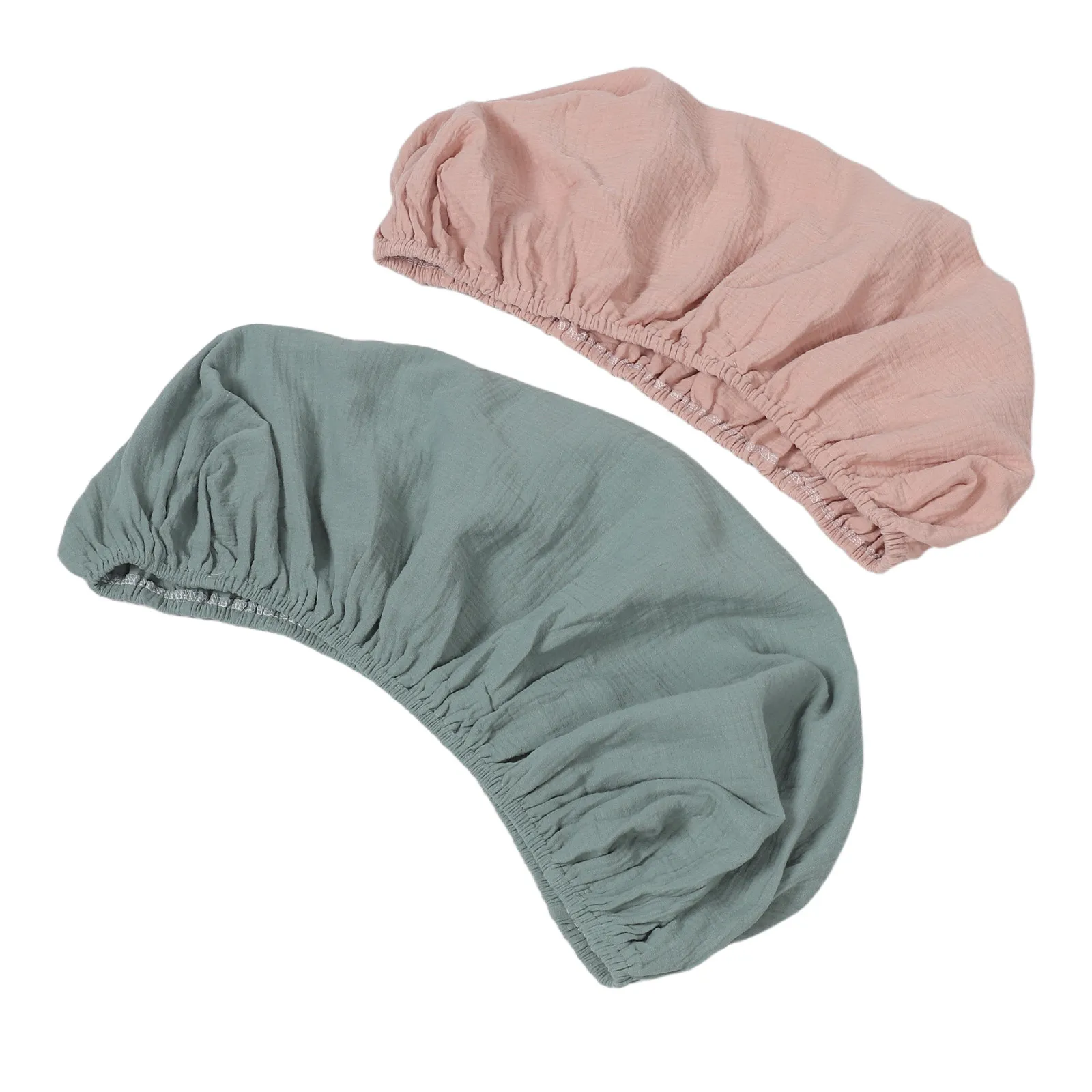 2Pcs  침대 시트 부드러운 모슬린 피티드 시트 표준 크기의  침대 매트리스용 통기성 경량 탄성 보육용 침구