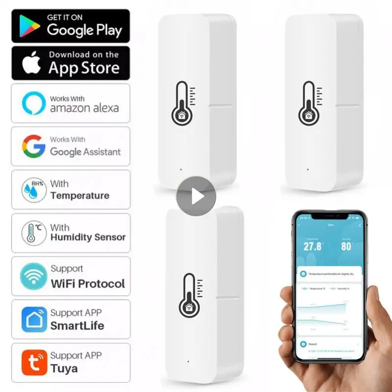 

Датчик температуры и влажности Tuya, Wi-Fi гигрометр для умного дома и улицы, термометр, детектор от Alexa Google Home SmartLife