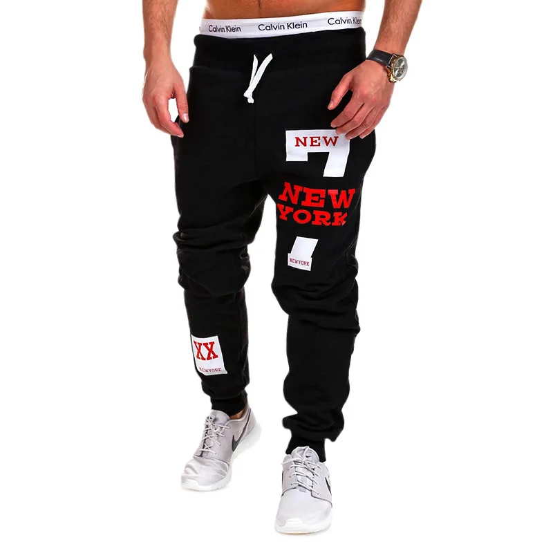 

Autumn Winter Pants Men Casual Jogger Number 7 Printed Letter Drawstring Sweatpants Trousers Pants jogging Pants Streetwear K202