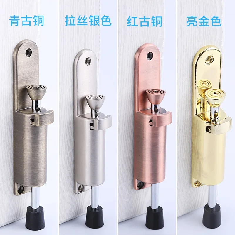 Stainless Steel Telescopic Door Stopper Silver Spring Loaded Step-On Door Holder Stops For Household Hardware