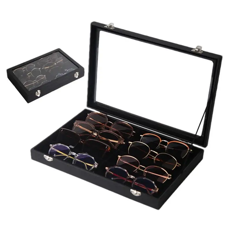 

Sunglass Box Organizer Sunglasses Jewelry Collection Case With 8 Slots Eyewear Display With Clear Lid Storage Organizer Sunglass