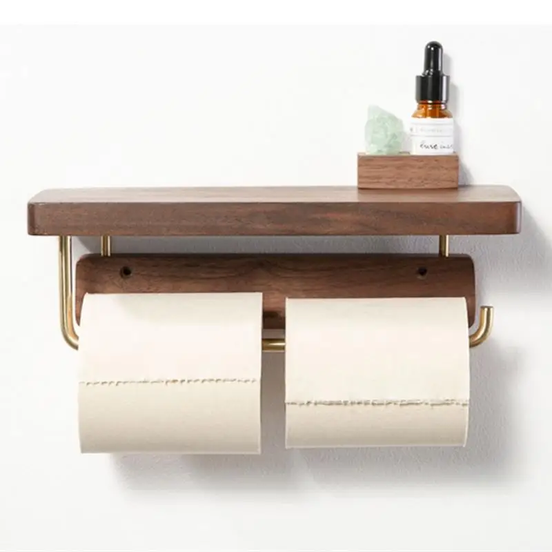 

Настенный держатель для рулона бумаги, латунный деревянный держатель для бумажных салфеток, Полка для полотенец для туалетной бумаги, держатели для бумажных салфеток