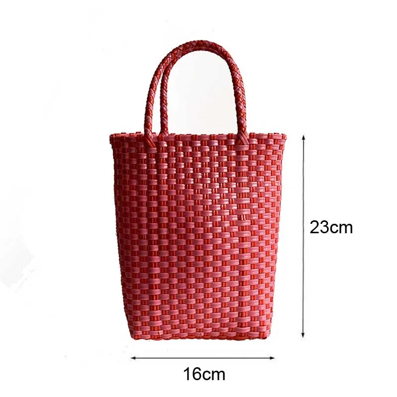 Ins Plastic PP Hand Woven Beach Bag Vegetable Basket Bags Straw Shopping Tote  Carry Handbag - AliExpress
