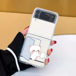 Funny Cat Couple Transparent Clear Phone Case Cover - Galaxy ZFlip 5 (Style 1)
