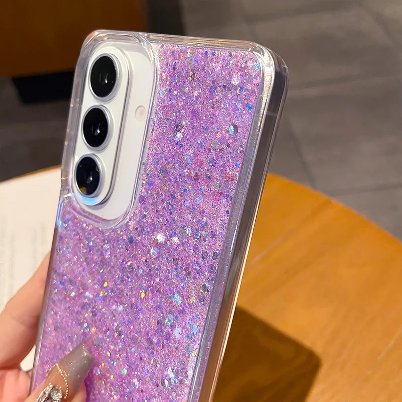 Elegant Glitter Girl Epoxy Phone Case with Luxury Aesthetic Design