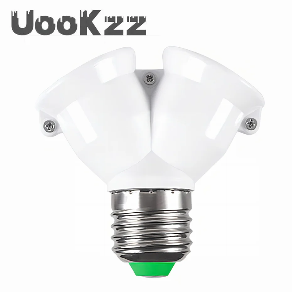

UooKzz Screw E27 LED Base Light Lamp Bulb Socket E27 to 2-E27 Splitter Adapter Lamp Holder E27 Socket Bulb Holder