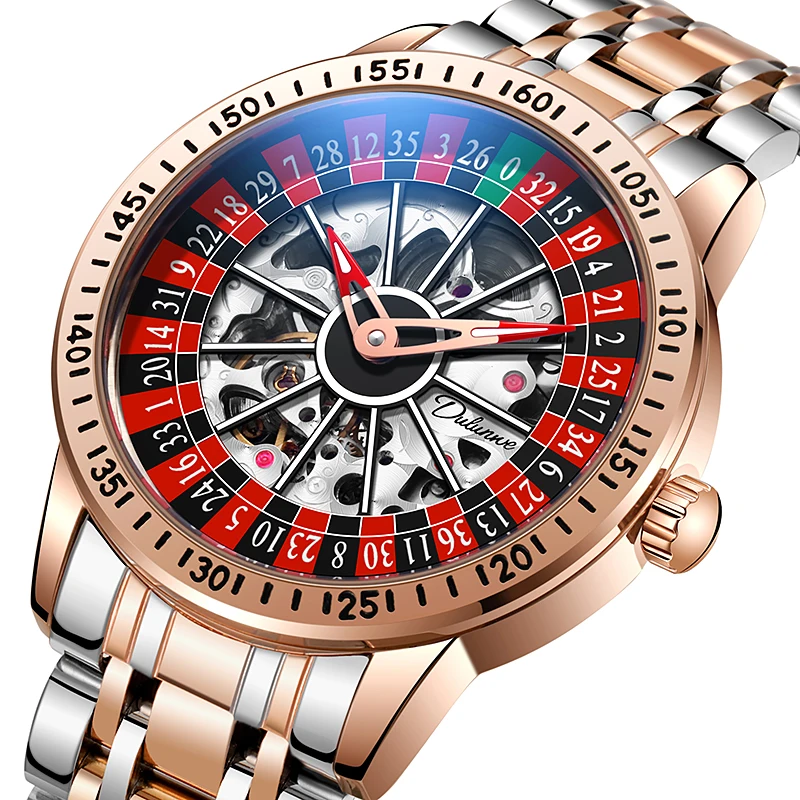 Mechanical Watch Men Automatic Luxury Gambling Rotating Plate Dial Waterproof Luminous