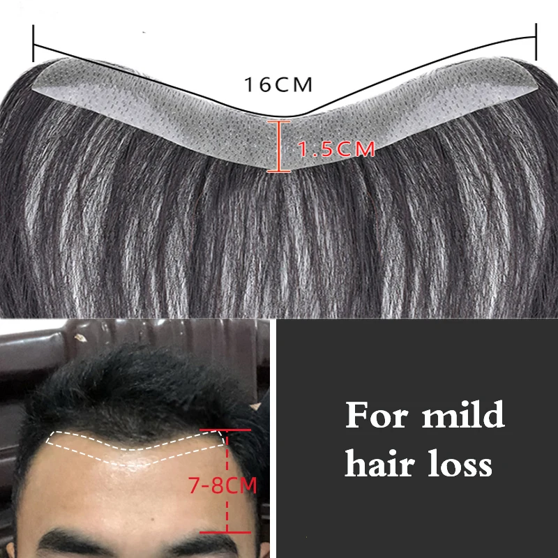 Homem Liso Toupee V Estilo Linha Fina Frontal Para Homens 100