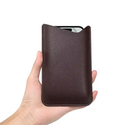 Premium Universal PU Leather Fabric Mobile Phone Protective Pouch - 16 CM - 9.5 CM (Coffee)