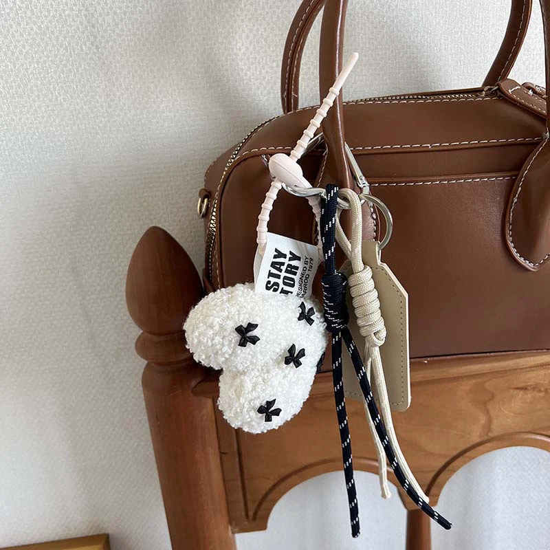 Heart Shaped Leather Plush Silicone Cord Chain Key Pendants Women Charm Bag Pendant Couple Key Ring Kid Toy Gift Key Jewelry