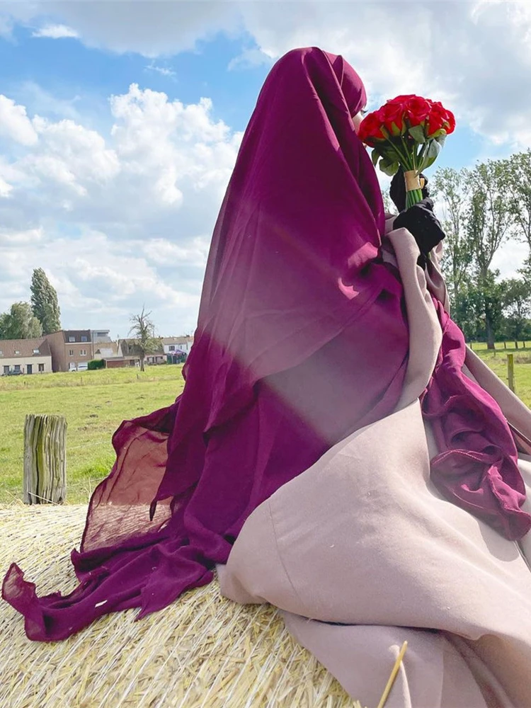 Muslim Women One Piece Hijab Prayer Burka Headscarf Ruffles - Foto 4