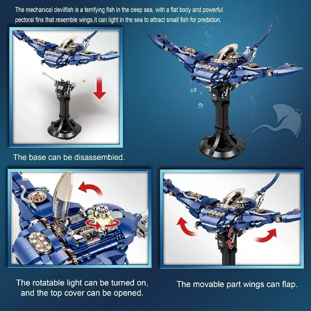 Mechanical Manta Ray Creative with LED Light Up Ocean Animal