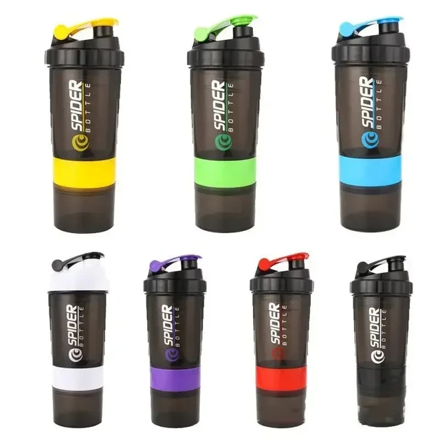 3 Layer Shaker Bottle Protein Powder Cup with Shaker Ball Sports