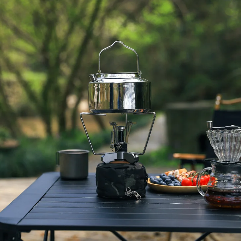 Outdoor Stainless Steel Gas Mini Stove Portable Water Tea Jug For Tourist Travel Camping Kettle Teapot Pot To Boil Water Samovar