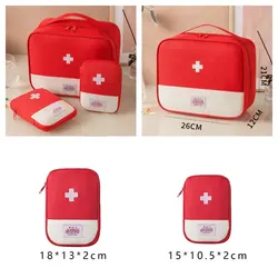 Portable Medical Storage Bag Set - 3 Piece First Aid Kit Organizer for Home, Outdoor, and Travel Use (Red)