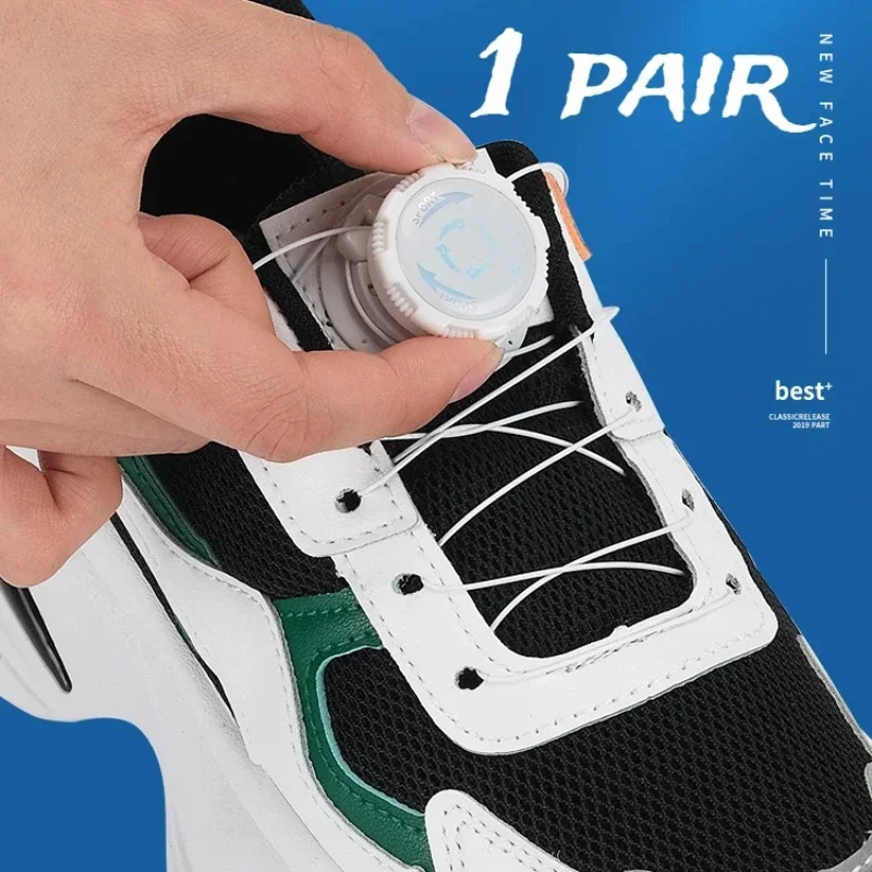 Rotating Metal Wire Laces Automatic Buckles Rope Sneaker Shoe laces Easy No Tie Shoe Laces Quick Lock Shoestrings Child Unisex