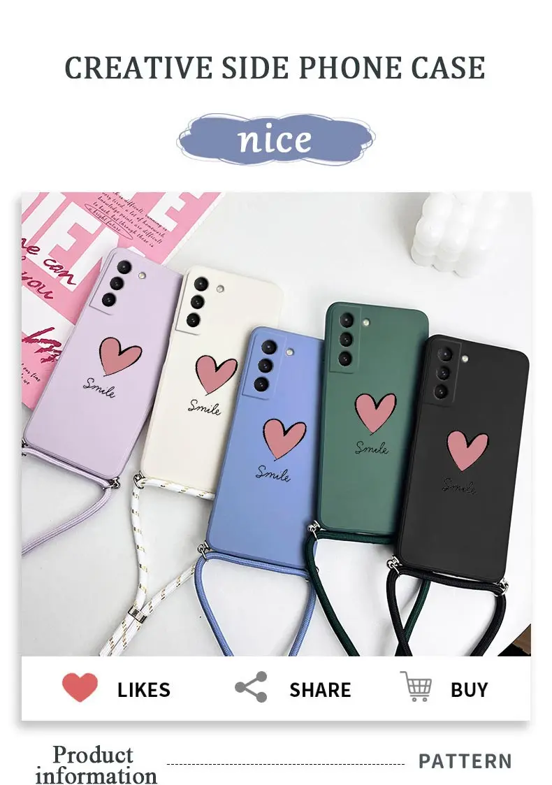 Große rote Herz Cross body Lanyard Silikon Handy hülle für Samsung Galaxy S23 S22 S21 S10 S8 plus Note 20 Ultra 10 plus Abdeckung – Detail 1
