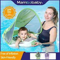 Newest Mambobaby Non Inflatable Swim Trainer Size Improved Add Tail Never Flip Over UPF 50+ Sun Canopy Solid Swimming Pool Float 1
