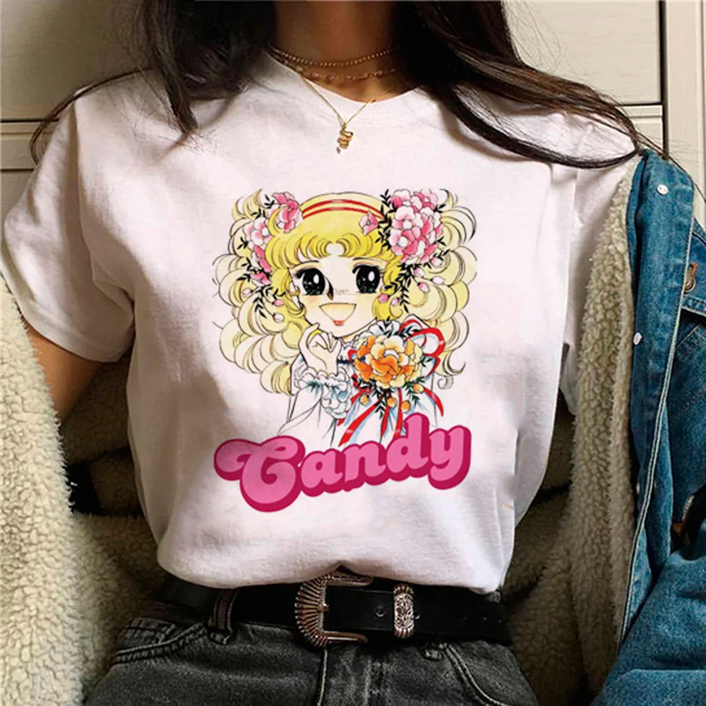 

candy candy Tee women manga Y2K funny top female y2k manga clothes