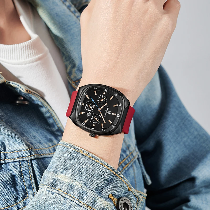 Luxury Silicone Strap Quartz Wrist Watch with Large Dial - Unisex Fashion Timepiece