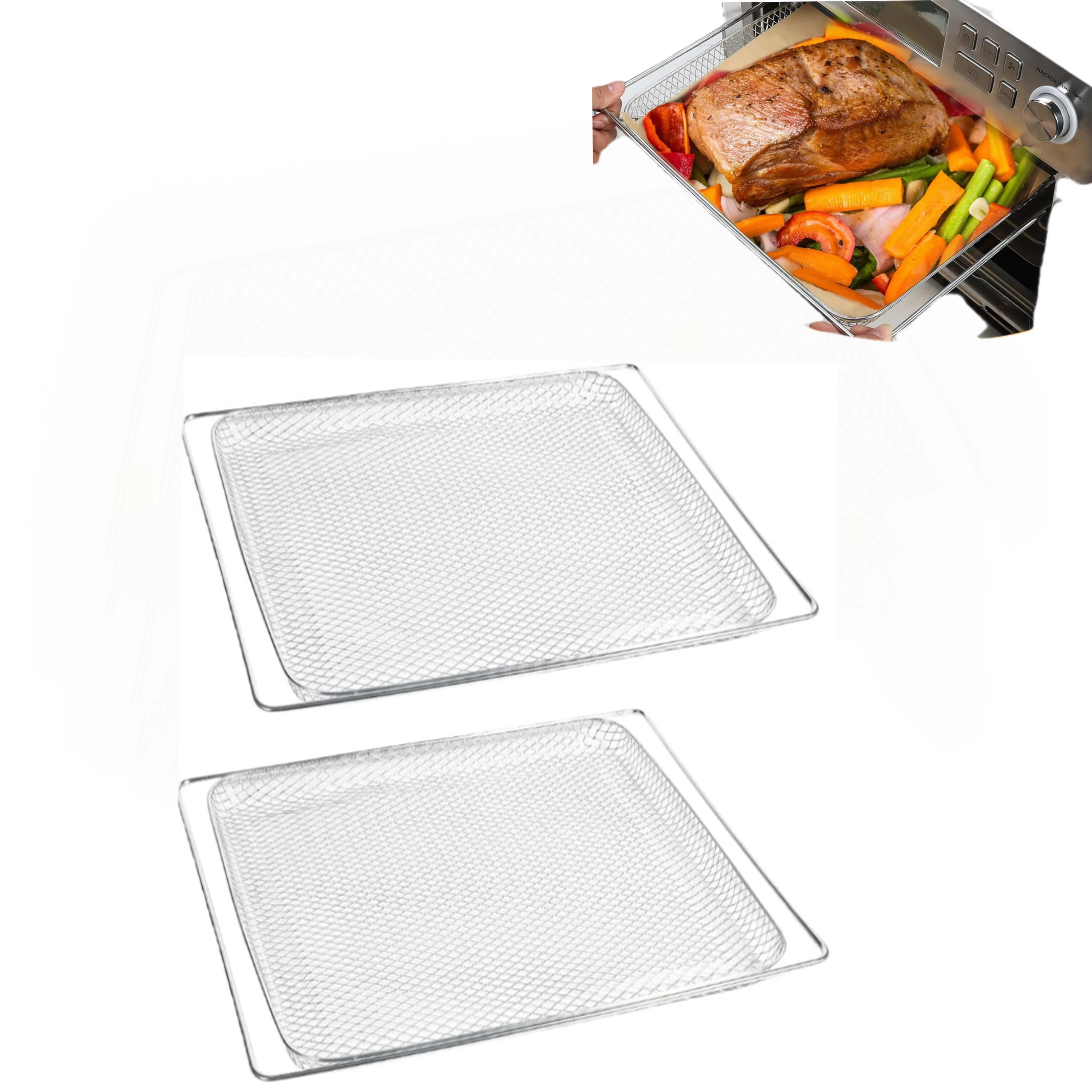 Reusable baking tray, suitable for dehydrator herb drying mesh baskets. Mesh baskets are compatible with air fryer accessories. Reusable baking tray, suitable for dehydrator herb drying mesh baskets. Mesh baskets are compatible with air fryer accessories.