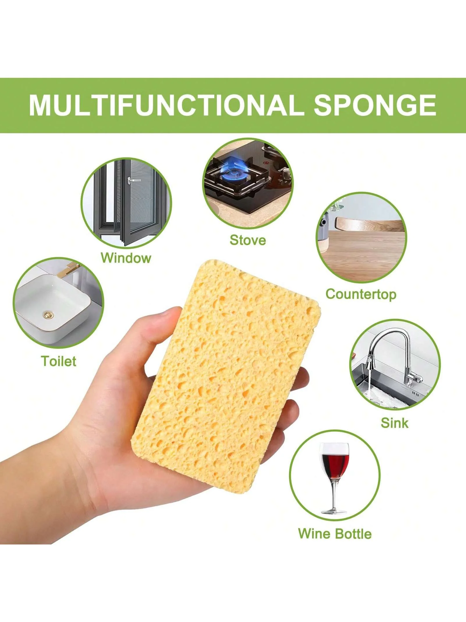 Biodegradable compostable cellulose and coconut scrubbing sponge -6 eco-friendly sponge tableware pieces 6