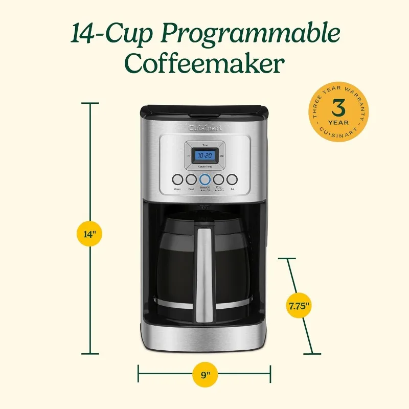 Cuisinart Coffee Maker, 14-Cup Glass Carafe, Fully Automatic for Brew Strength Control & 1-4 Cup Setting, Stainless Steel 6