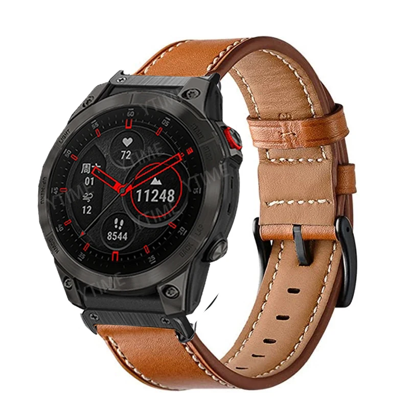 

26mm Leather Strap for Garmin Fenix 7X 6X Pro 5X Plus Tactix 7 Pro Quick Release Easy Fit Watchband For Garmin Tactix Delta Band