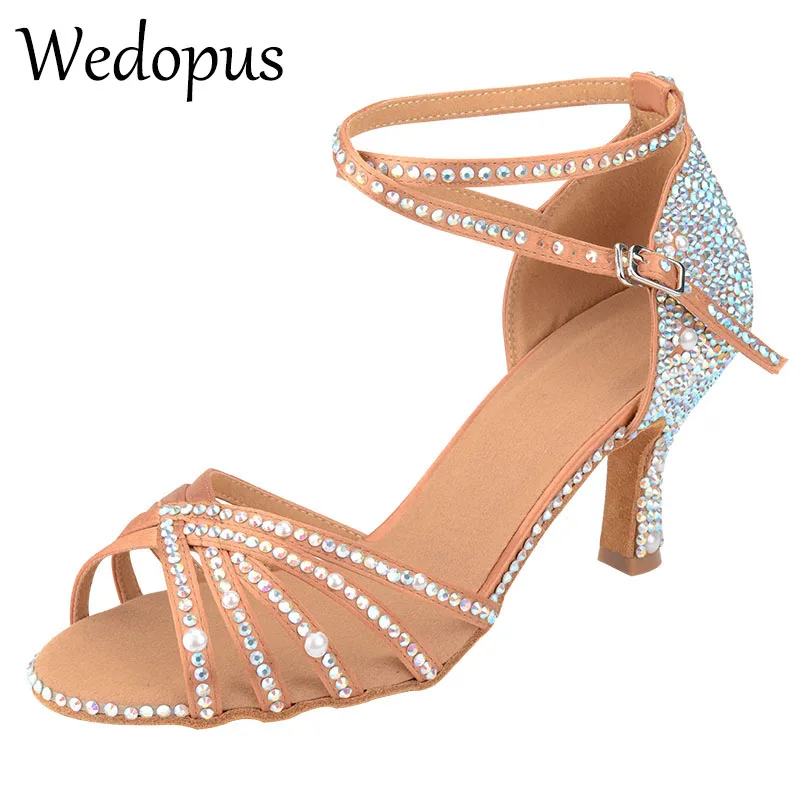 

Женские атласные туфли для латиноамериканских танцев, 9 см