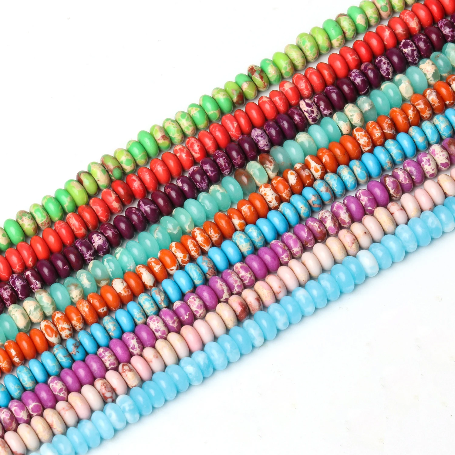 

5x2mm Natural Colorful Imperial Jaspers Sea Sediment Loose Spacer Flat Round Stone Beads For Jewelry Making DIY Bracelet Earring