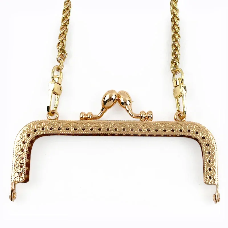 2Pcs 85-200mm Metal Embossed Pattern Purse Frame Square Bag Handle Handbag Kiss Clasp Lock Buckle Bracket Hardware Accessories