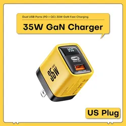 ASOMETECH 35W GaN Charger with LED Display & Quick Charge USB - C - US Plug