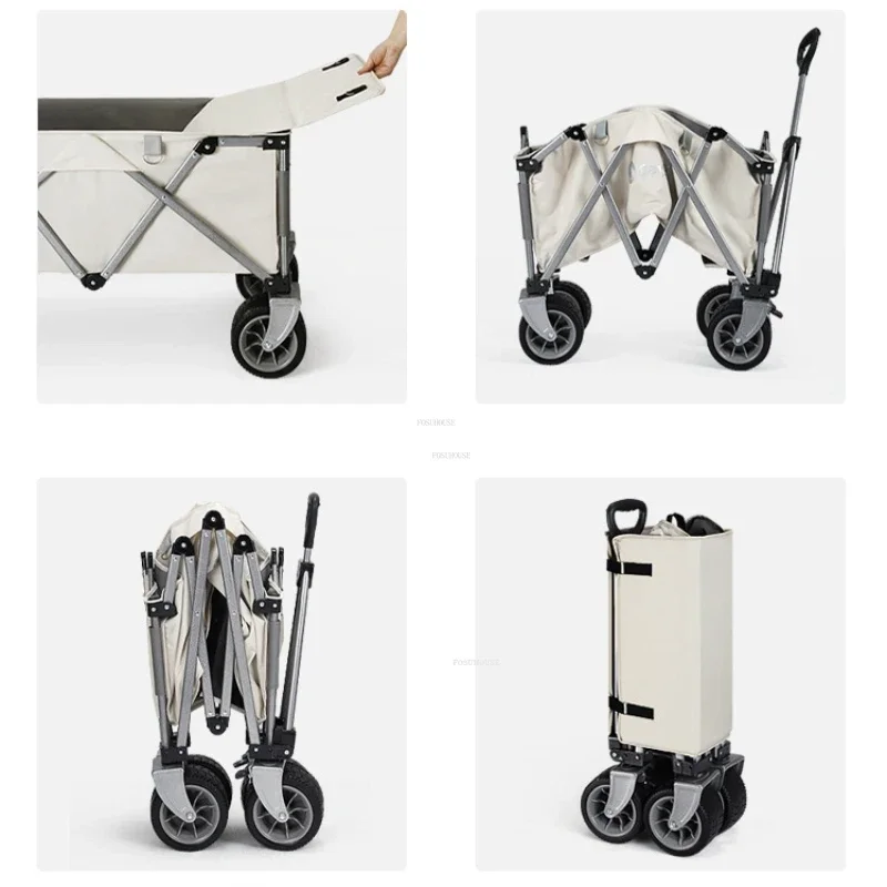Outdoor Camping Trolley with Wheels European Portable Garden Carts Folding Shopping Cart Leisure Beach Cart Garden Supplies GZ