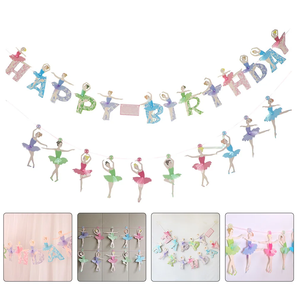 

Ballet Dancer Banner Ballerina Girl Happy Birthday Decorations Kids Party Decors