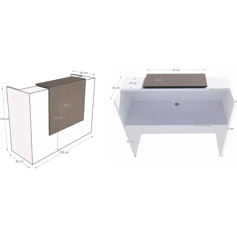 Modern Reception Desk, Multifunctional Modern Transaction Counter Top, Laminate Desktop, Standing Front Table for Office, Home 2