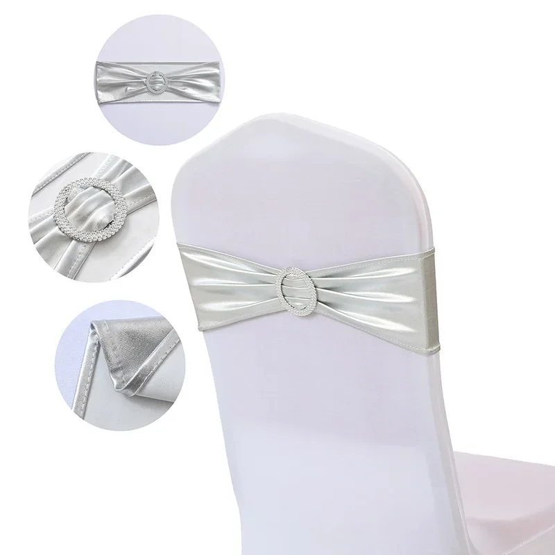 Wedding Decoration Spandex Chairs Sash Shiny Metallic Gold Silver Bow With Round Buckle For Birthday Party Hotel Banquet Luxury 4 Wedding Decoration Spandex Chairs Sash Shiny Metallic Gold Silver Bow With Round Buckle For Birthday Party Hotel Banquet Luxury 4