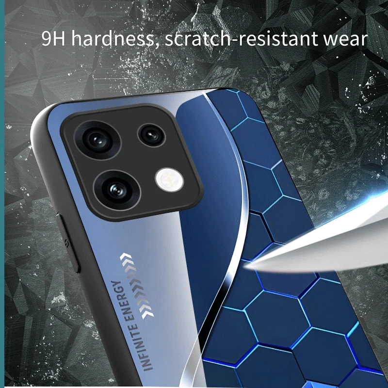 Gradient Color Pattern Tempered Glass Protective Case - Premium Back Shell s