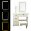 Makeup Table Dressing Table Modern Multi Functional Lighted Mirror Vanity Desk with Drawers Shelves Padded Stool for Bedroom 4