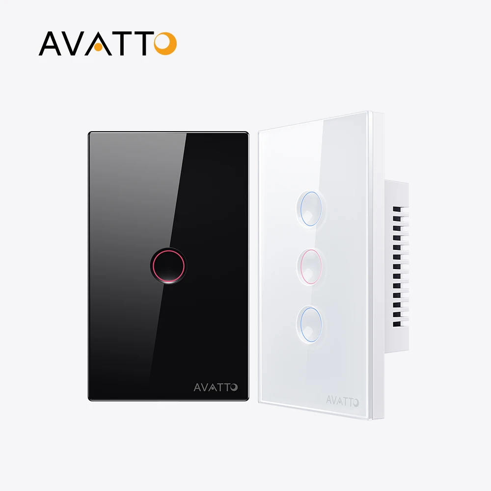 Avatto-interruptor de Luz Tuya Smart Wifi 4×2 Padrão dos Eua Gang Touch Painel de Vidro Groove Interruptores Trabalhar com Alexa Google Home