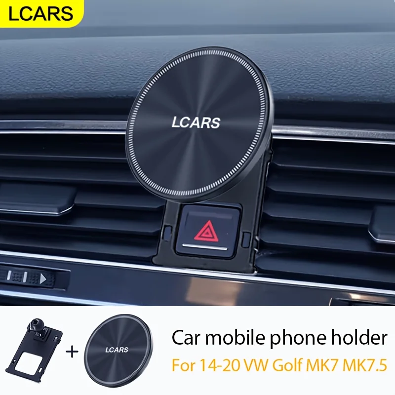 Lcars Fahrzeugspezifischer Handyhalter Geeignet für Volkswagen Golf (2014-2020) für VW Golf Mk7 Mk7.5 Auto-Handyhalterung - Armaturenbrett- und Lüftungsinstallation, ABS-Basis, 360-Grad-Rotation ° Drehbarer Kopf mit Magnetbefestigung Geeignet für Alle Mobiltelefone