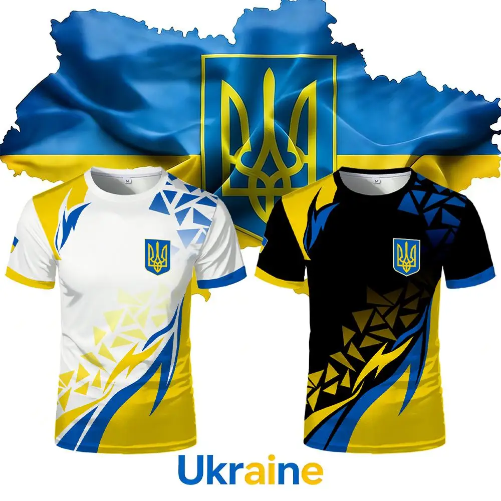 Neues Grafik-Trikot mit ukrainischer Nationalflagge, Sommer-Outdoor-Sport-T-Shirts für Herren, atmungsaktive T-Shirts für Herren und Damen, lässige Streetwear