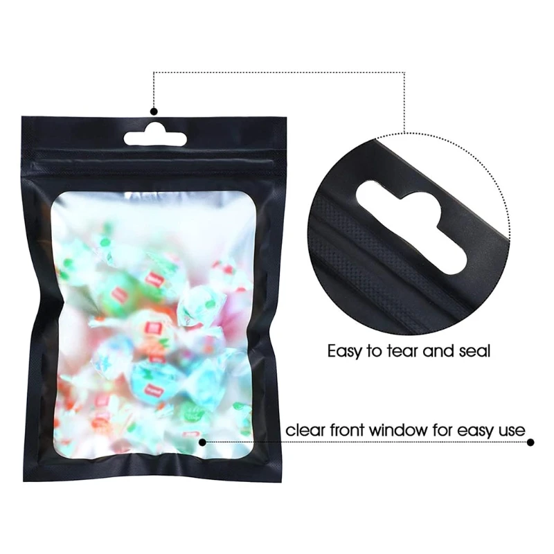 100 Pcs 플랫 호일 지퍼 잠금 가방 목욕 소금 화장품 가방 한쪽 지우기 미니 두꺼운 Mylar Resealable 가방 냄새 증거 지퍼 잠금 장치
