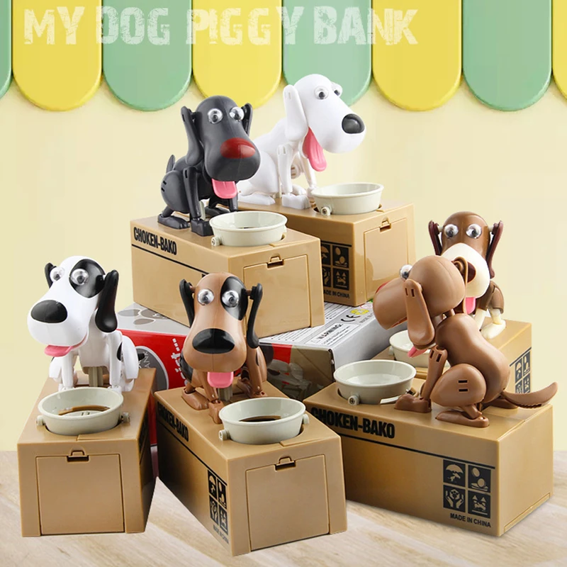Cartoon Cute Money Eating Dog Savings Jar Toy Funny Stealing Money Dog Fortune Eating Savings Jar Children Toys Gifts
