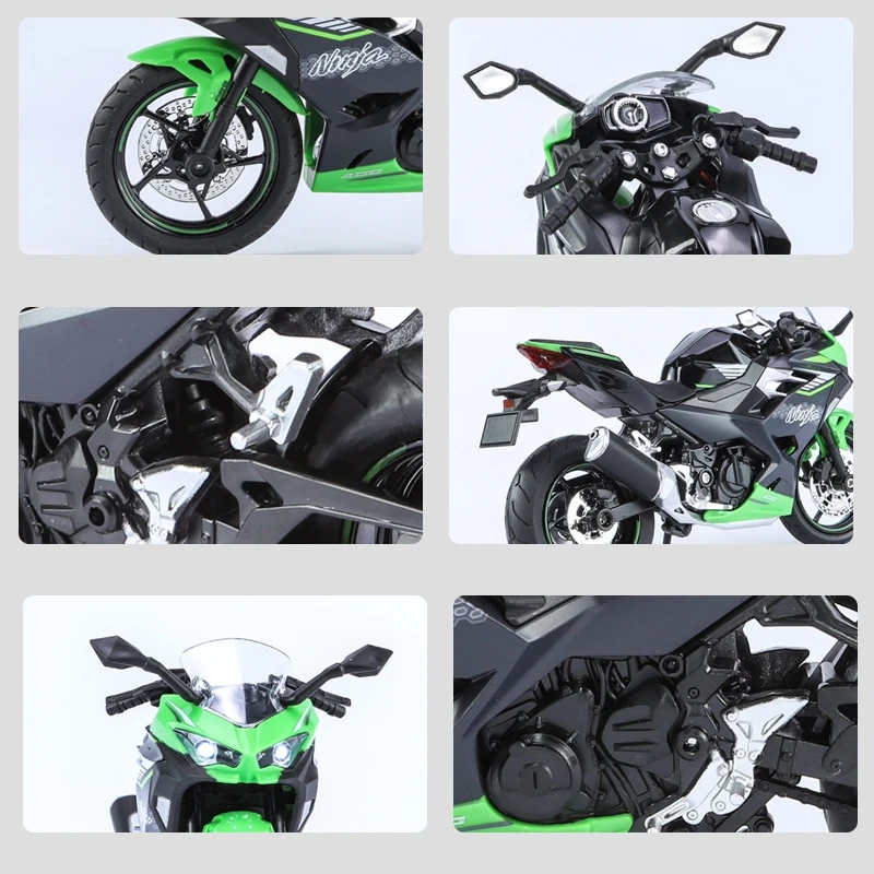 1/12 KAWASAKI Ninja 400 Toy Motorcycle Miniature Diecast Metal Model 1:12 Super Sport Sound & Light Collection Gift For Boy Kid 3